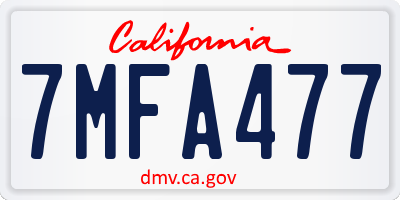 CA license plate 7MFA477