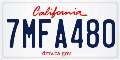CA license plate 7MFA480