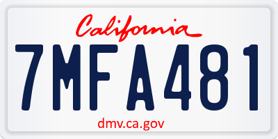 CA license plate 7MFA481
