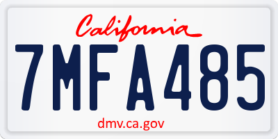 CA license plate 7MFA485