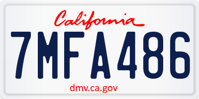 CA license plate 7MFA486