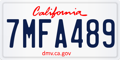 CA license plate 7MFA489