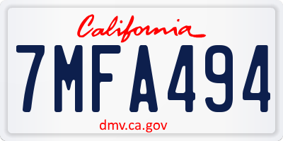 CA license plate 7MFA494