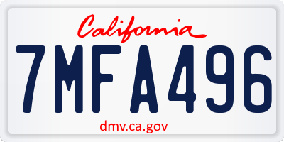 CA license plate 7MFA496