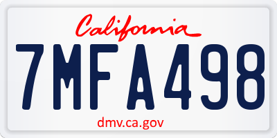 CA license plate 7MFA498