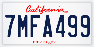 CA license plate 7MFA499