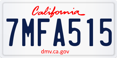 CA license plate 7MFA515