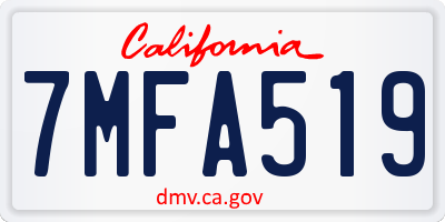CA license plate 7MFA519