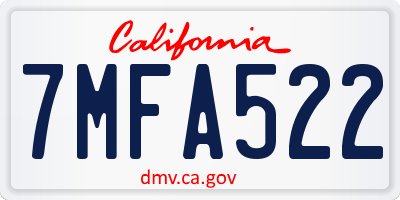 CA license plate 7MFA522