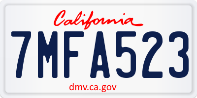 CA license plate 7MFA523