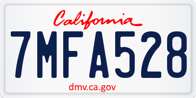 CA license plate 7MFA528