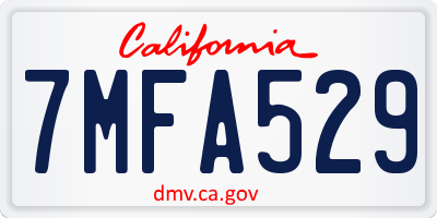 CA license plate 7MFA529