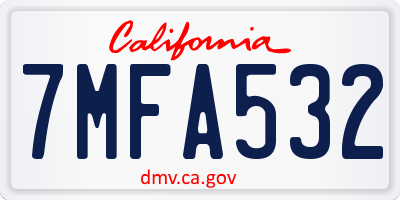 CA license plate 7MFA532