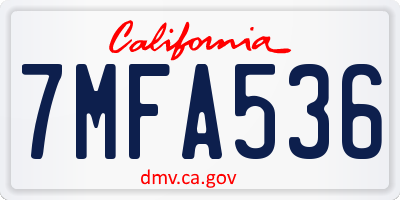 CA license plate 7MFA536