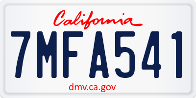 CA license plate 7MFA541