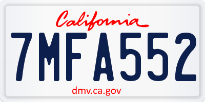 CA license plate 7MFA552