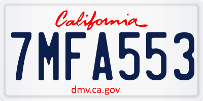 CA license plate 7MFA553