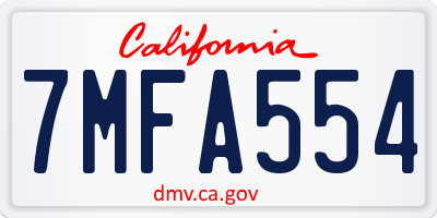 CA license plate 7MFA554