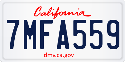 CA license plate 7MFA559