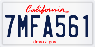 CA license plate 7MFA561