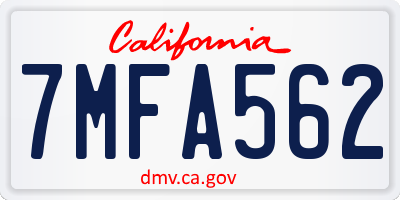 CA license plate 7MFA562