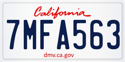 CA license plate 7MFA563