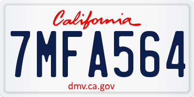 CA license plate 7MFA564
