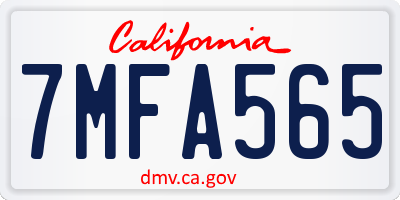 CA license plate 7MFA565