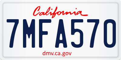 CA license plate 7MFA570