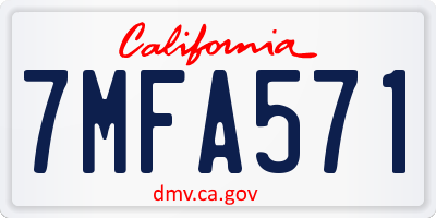 CA license plate 7MFA571