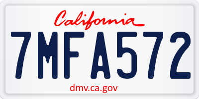 CA license plate 7MFA572