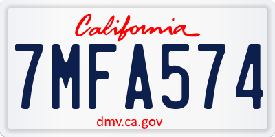 CA license plate 7MFA574