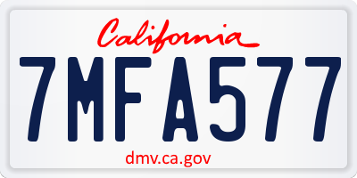 CA license plate 7MFA577