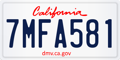 CA license plate 7MFA581