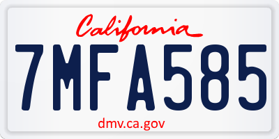 CA license plate 7MFA585