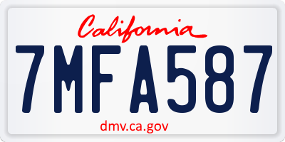 CA license plate 7MFA587