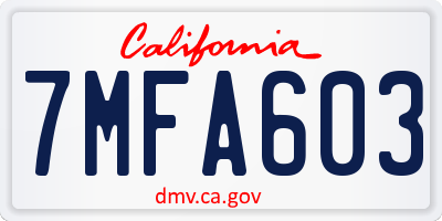 CA license plate 7MFA603