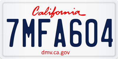 CA license plate 7MFA604