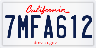 CA license plate 7MFA612
