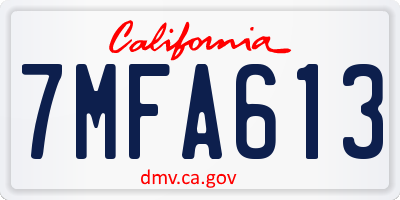 CA license plate 7MFA613