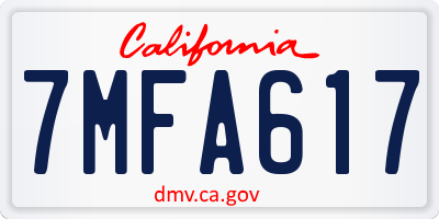 CA license plate 7MFA617