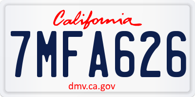 CA license plate 7MFA626