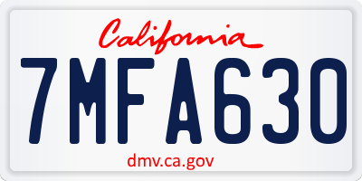 CA license plate 7MFA630