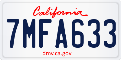 CA license plate 7MFA633