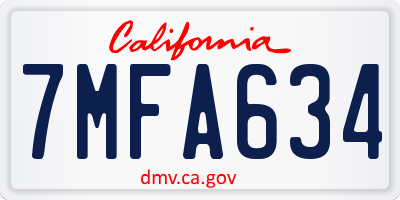 CA license plate 7MFA634