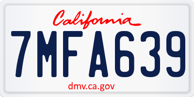 CA license plate 7MFA639