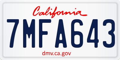 CA license plate 7MFA643