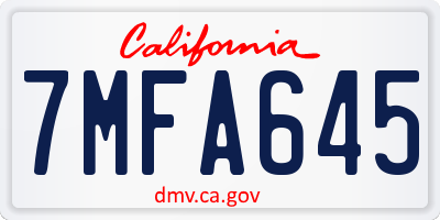 CA license plate 7MFA645