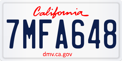 CA license plate 7MFA648