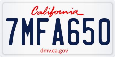 CA license plate 7MFA650